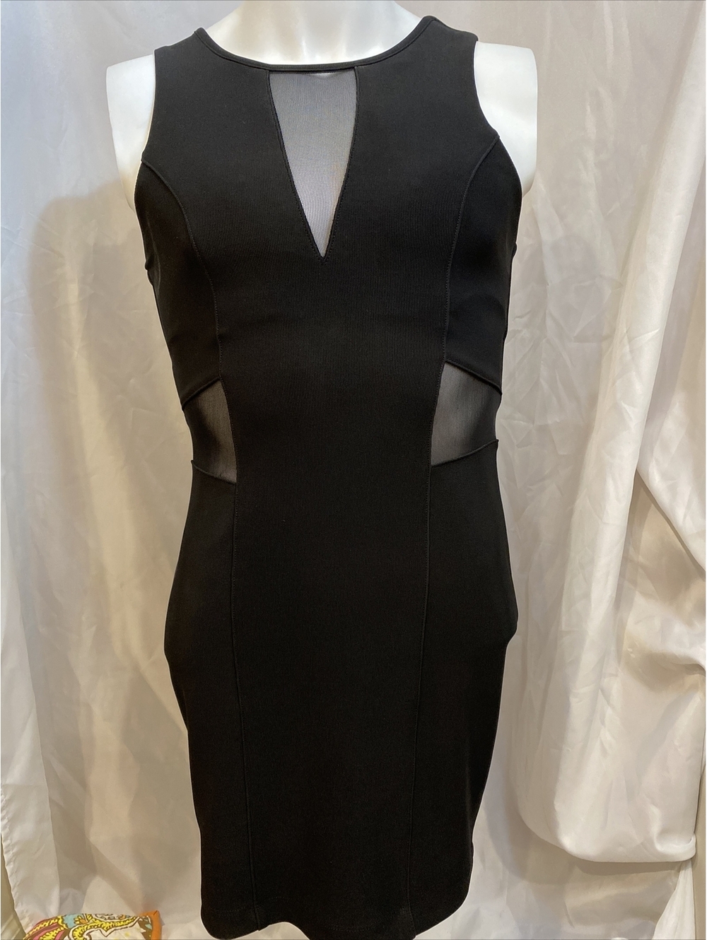 Forever 21 Black Sleeveless Sheer Cocktail Sexy Sliming Dress Size M